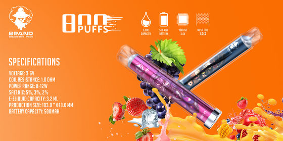500mAh Rechargeable 800 Puffs Disposable Vape , Flavor E Cigarette 1ohm
