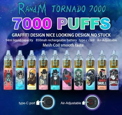 7000 Puffs 14ml Flavoured E Cigarettes RandM Tornado Disposable