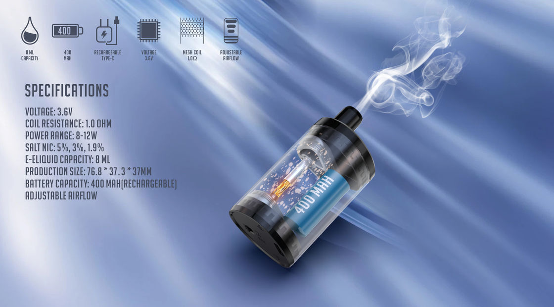 12ML Nic Salt Disposable Vape 6000 Puffs Type C Rechargeable