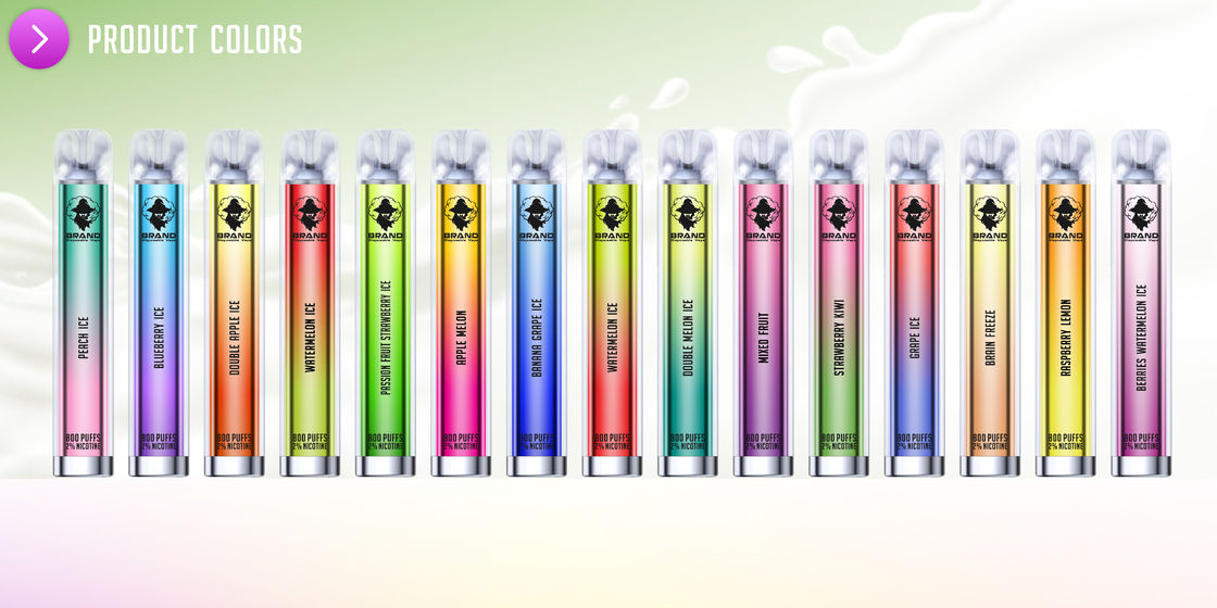 Non Rechargeable 800 Puff Vape 3.2ML 500Mah With 3.2ml E Liquid