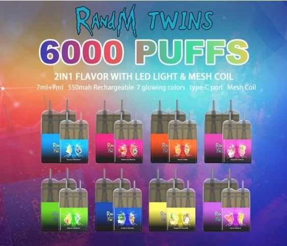 RandM Twins Disposable Vape Pens 2 In 1 6000 Puffs 11ml Nic Salt Rechargeable