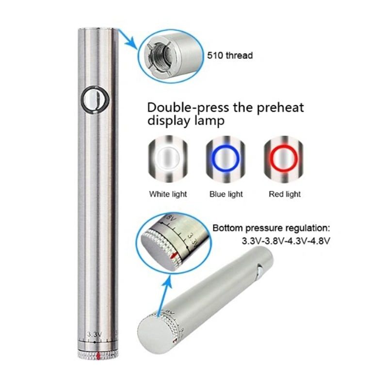 Voltage Adjustable Vape Cartridge Battery CBD 380mAh Rechargeable 510 Preheat